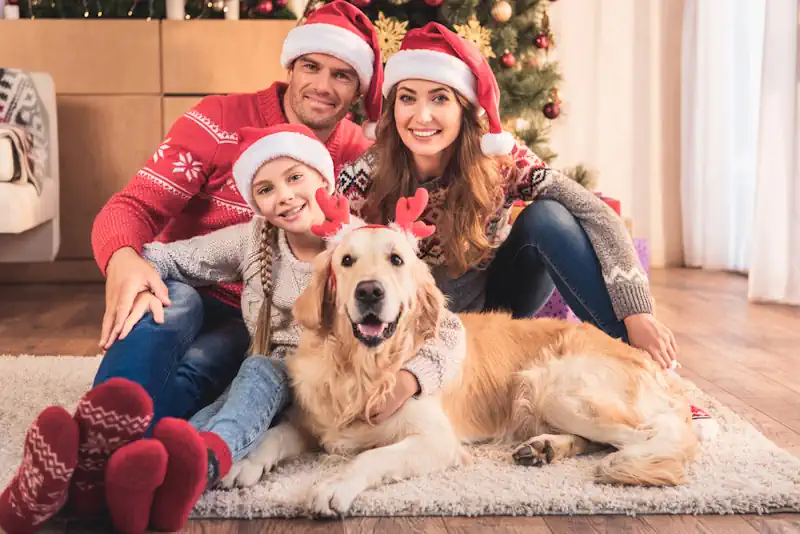 Family Christmas Photo with Dog